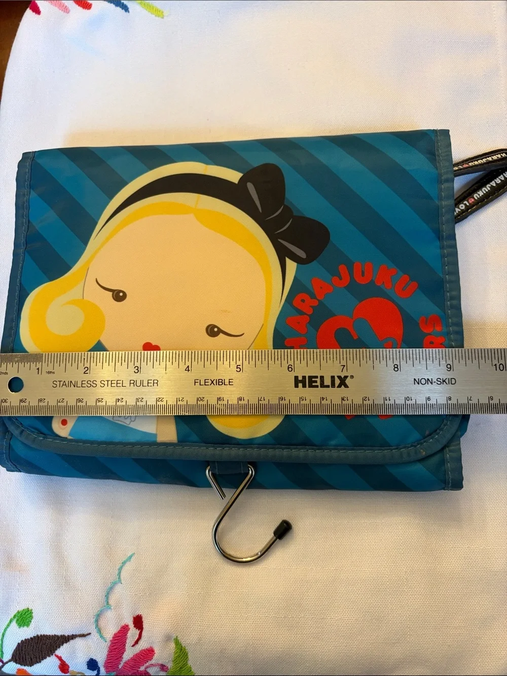 Harajuku Lovers Gwen Stefani Tri-fold Teal Foldable Cosmetic Toiletries Bag